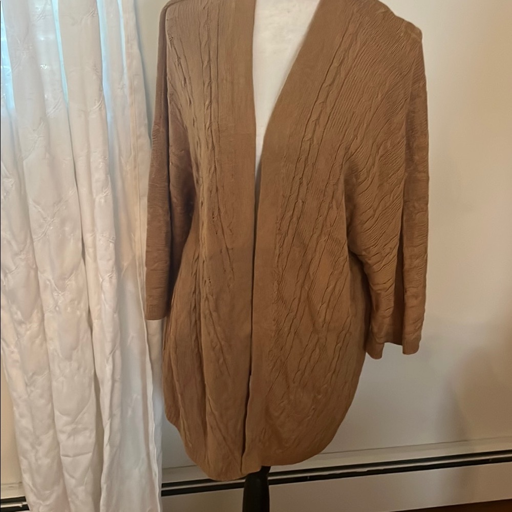 J. Jill Tan Cardigan Sweater Classic Knit